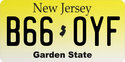 NJ license plate B66OYF
