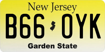NJ license plate B66OYK