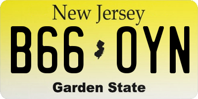NJ license plate B66OYN