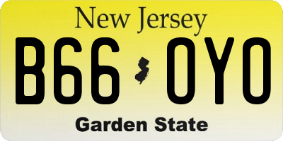 NJ license plate B66OYO