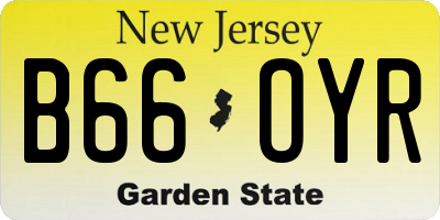 NJ license plate B66OYR