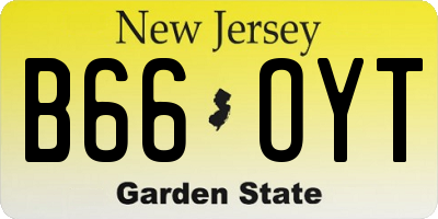 NJ license plate B66OYT