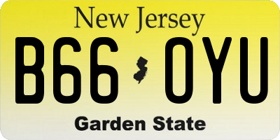 NJ license plate B66OYU