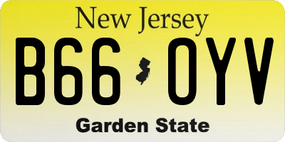 NJ license plate B66OYV