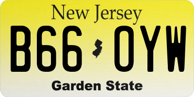 NJ license plate B66OYW