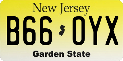 NJ license plate B66OYX