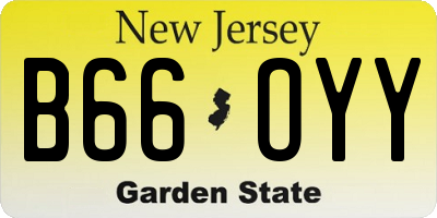 NJ license plate B66OYY