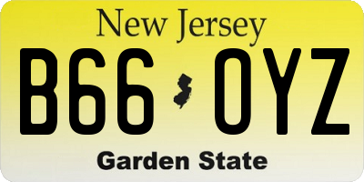 NJ license plate B66OYZ