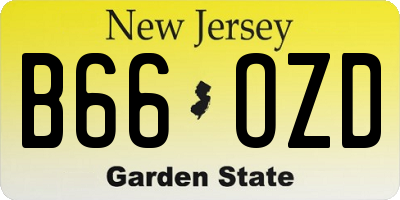 NJ license plate B66OZD