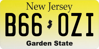 NJ license plate B66OZI