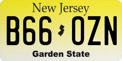NJ license plate B66OZN