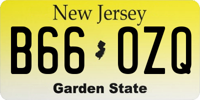 NJ license plate B66OZQ
