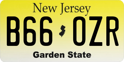 NJ license plate B66OZR