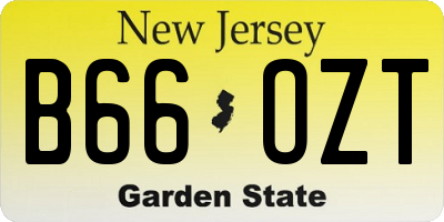 NJ license plate B66OZT