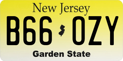 NJ license plate B66OZY