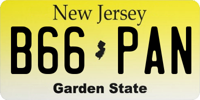 NJ license plate B66PAN