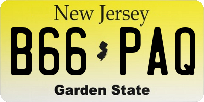 NJ license plate B66PAQ