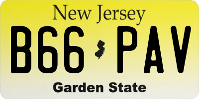 NJ license plate B66PAV
