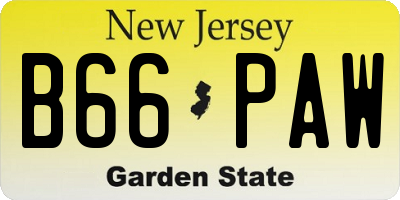 NJ license plate B66PAW
