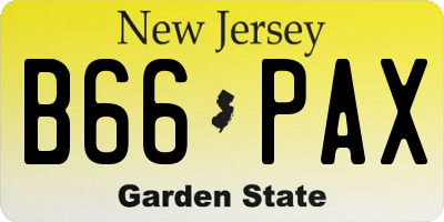 NJ license plate B66PAX