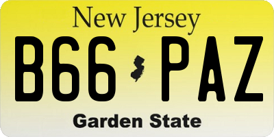 NJ license plate B66PAZ