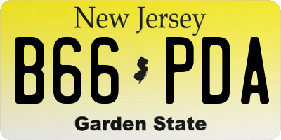 NJ license plate B66PDA