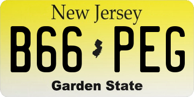 NJ license plate B66PEG