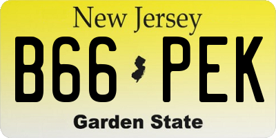 NJ license plate B66PEK