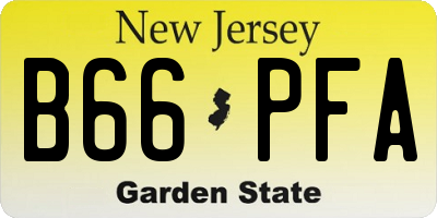 NJ license plate B66PFA