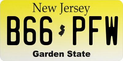 NJ license plate B66PFW