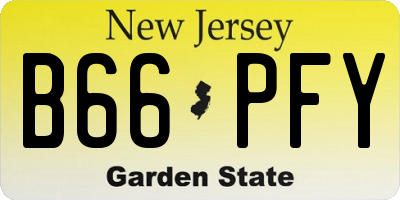 NJ license plate B66PFY