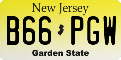NJ license plate B66PGW