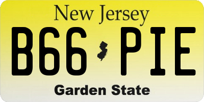 NJ license plate B66PIE