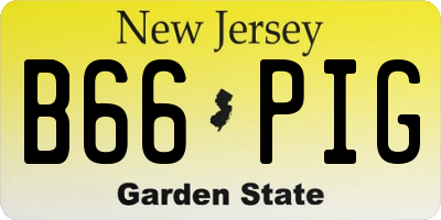 NJ license plate B66PIG