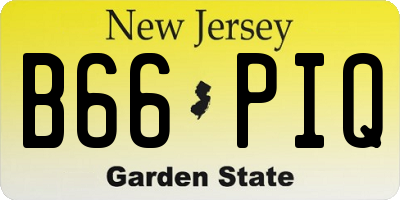 NJ license plate B66PIQ
