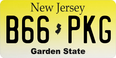 NJ license plate B66PKG