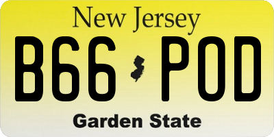 NJ license plate B66POD
