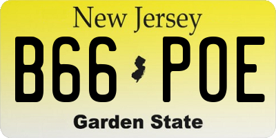 NJ license plate B66POE
