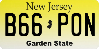NJ license plate B66PON