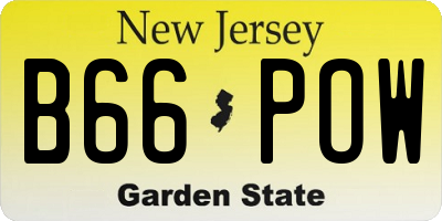 NJ license plate B66POW