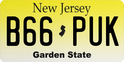 NJ license plate B66PUK