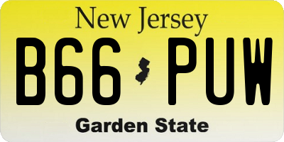 NJ license plate B66PUW
