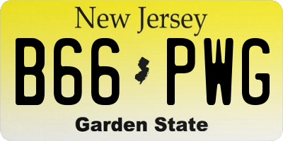 NJ license plate B66PWG