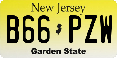 NJ license plate B66PZW