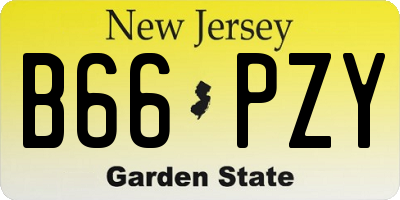 NJ license plate B66PZY