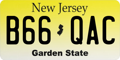 NJ license plate B66QAC