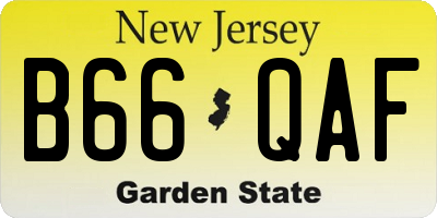 NJ license plate B66QAF