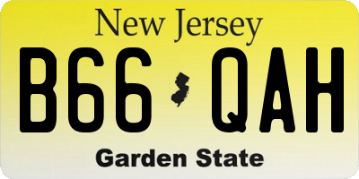 NJ license plate B66QAH