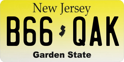 NJ license plate B66QAK