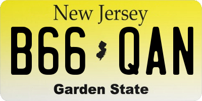 NJ license plate B66QAN